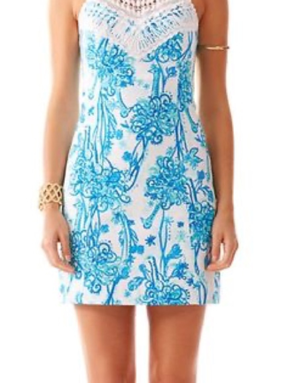 Lilly Pulitzer Sleeveless Pearl Crochet Neck Shift Dress
